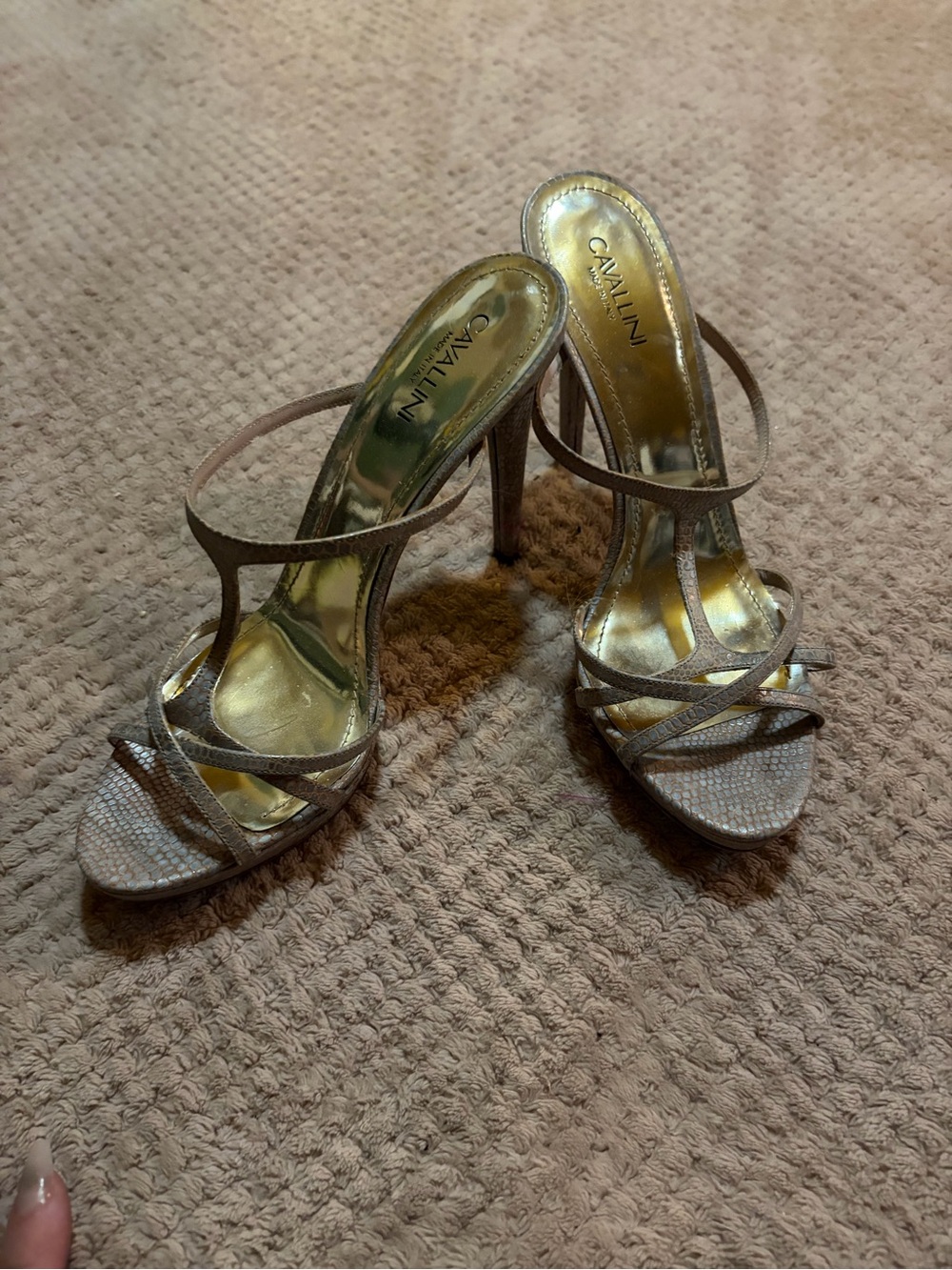 Cavalini Taupe Metallic Strappy High Heel Sandals